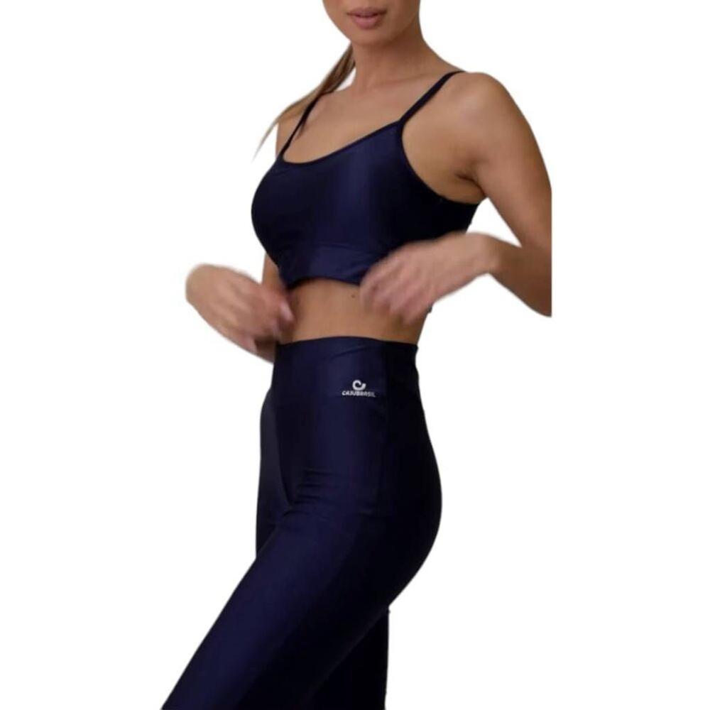Cajubrasil Size M High Waist Flare Leggings Navy Blue New - Picture 2 of 5